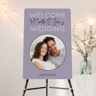 Custom Modern Lavender Purple Wedding Welcome Sign