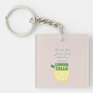 Custom Modern Lemons Quote Limoncello Favor Keychain