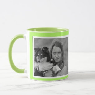Custom Modern Lime Green  2 photo collage Mug