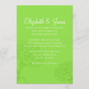 Custom Modern Lime Green Wedding Invitations