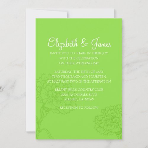 Custom Modern Lime Green Wedding Invitations