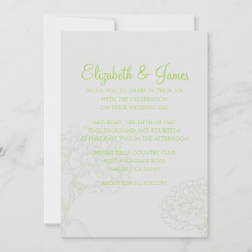 Custom Modern Lime Wedding Invitations