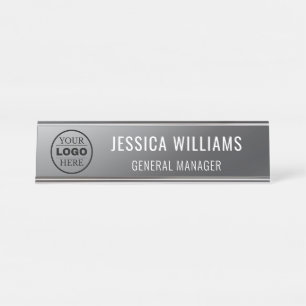 custom modern logo business branded desk name plate