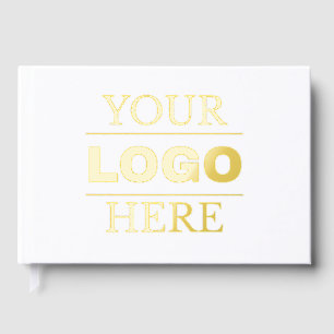 custom modern logo business branded foil guest book