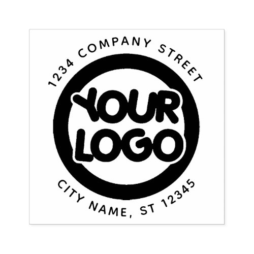 Custom Modern Logo Company Return Address Rubber Stamp