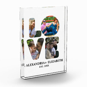 Custom modern love 4 photo collage for couples block