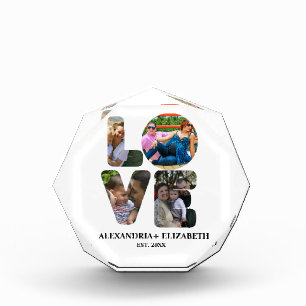 Custom modern love 4 photo collage for couples block
