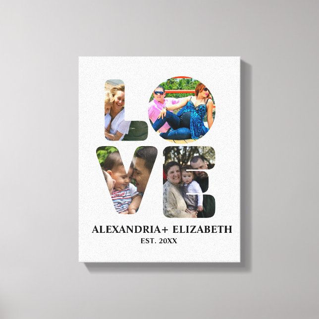 Custom modern love 4 photo collage for couples canvas print (Front)