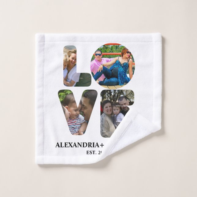 Custom modern love 4 photo collage for couples wash cloth (Wash Cloth)