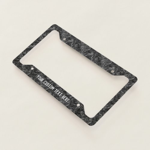 Custom Modern Luxury Black Faux Glitter Pattern License Plate Frame