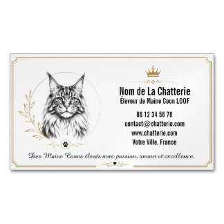 Custom Modern Maine Coon Cattery LOOF Business Card Magnet