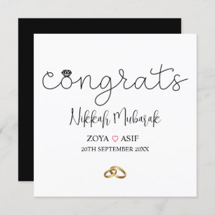 Custom Modern Marriage Mubarak Wedding Gift Card