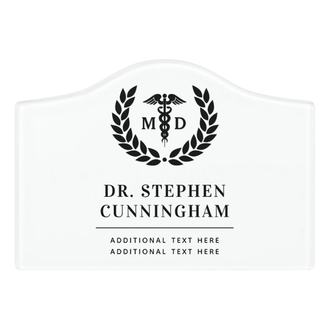 Custom Modern MD Doctor of Medicine Door Sign (Small Crest Front)