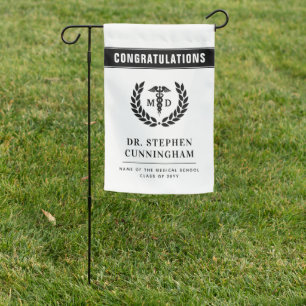 Custom Modern MD Medical School Graduation Garden Flag