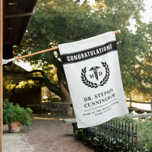 Custom Modern MD Medical School Graduation House Flag
