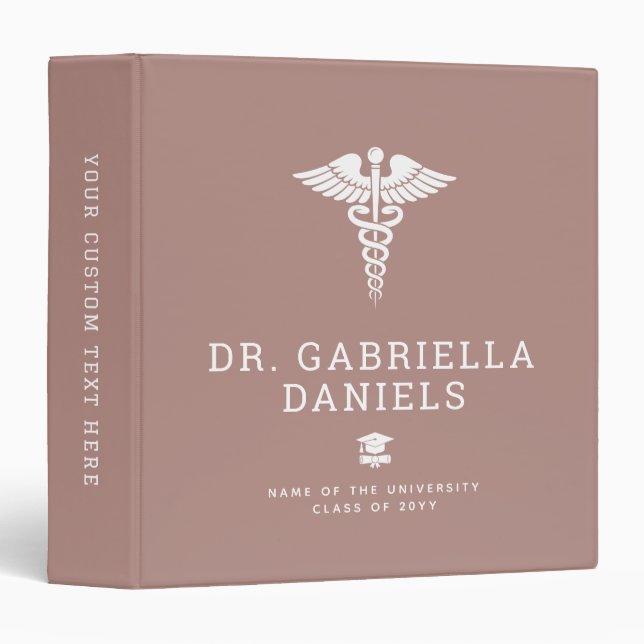 Custom Modern Medical School Doctor Graduation 3 Ring Binder (Front/Spine)