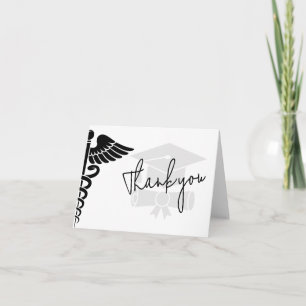 Custom Modern Medical School Doctor Graduation Letterpress Thank You Card