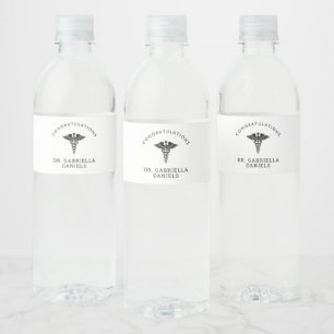 Custom Modern Medical School Doctor Graduation Water Bottle Label
