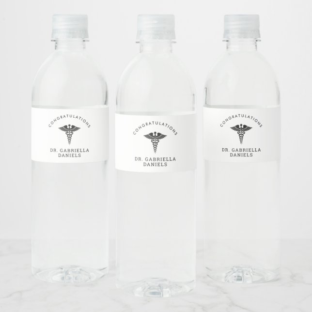 Custom Modern Medical School Doctor Graduation Water Bottle Label (Bottles)