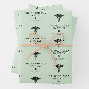 Custom Modern Medical School Doctor Graduation Wrapping Paper Sheets