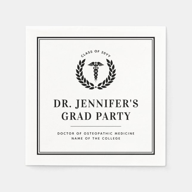 Custom Modern Medical School Graduation Napkins (Front)