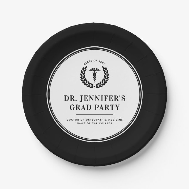 Custom Modern Medical School Graduation Paper Plates (Front)