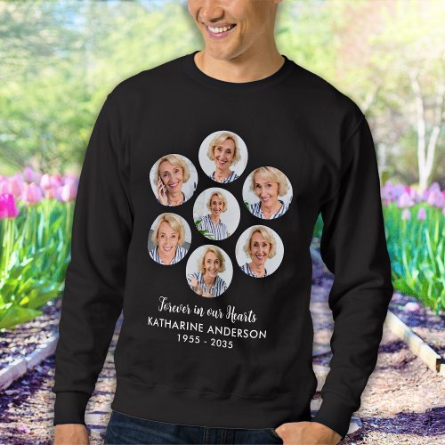 Custom Modern Memorial 7 Photo Collage Funeral  Sweatshirt