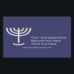 Custom Modern Menorah White Navy Gold Graphic Rectangular Sticker<br><div class="desc">Modern Menorah White Navy Gold Graphic Sticker. Navy,  White,  Gold. Transferable and customisable.</div>