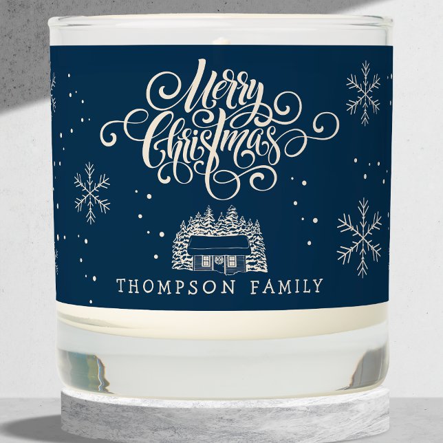 Custom Modern Merry Christmas Script Typography Scented Candle (Creator Uploaded)