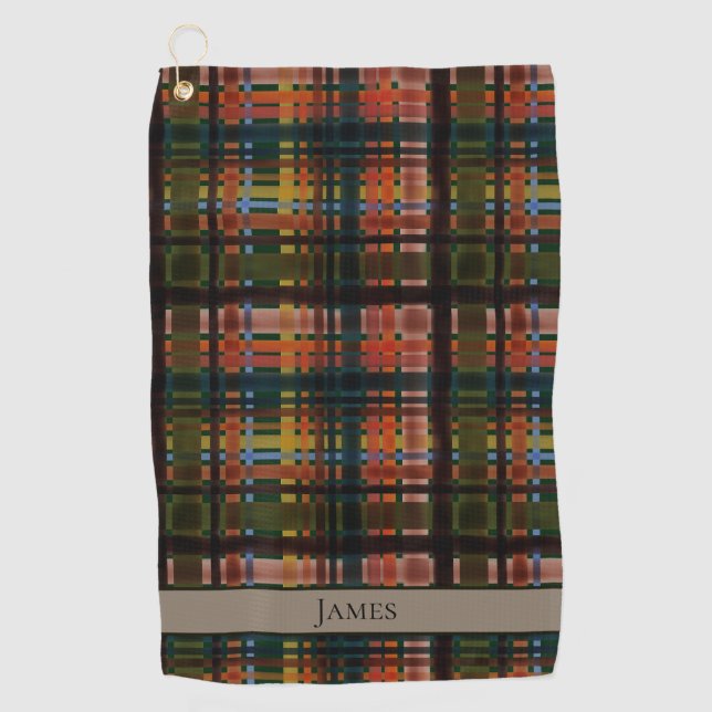 CUSTOM Modern Midcentury Madras Golf Towel (Front)