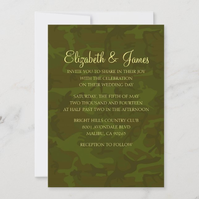 Custom Modern Military Wedding Invitations (Front)