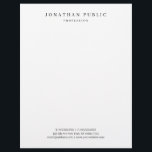 Custom Modern Minimal Template Elegant Black White Letterhead<br><div class="desc">Custom Modern Simple Template Elegant Minimalist Black And White Letterhead.</div>