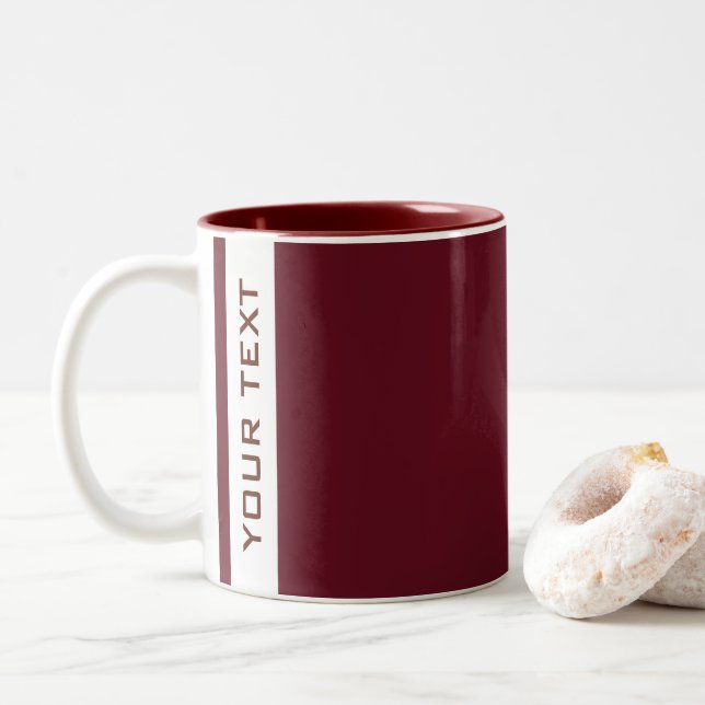 Custom Modern Minimal Template Your Name or Text Two-Tone Coffee Mug (With Donut)