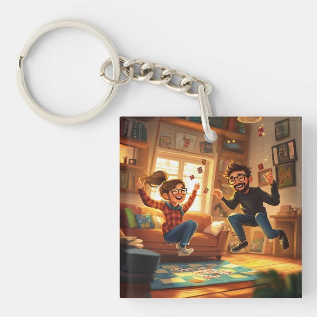 Custom Modern Minimalist Best Friends BFF Photo Keychain (Front)