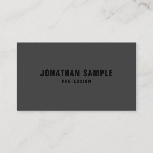 Custom Modern Minimalist Connect With Us Dark Grey Business Card (Front)