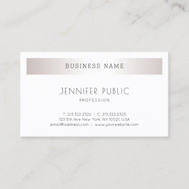 Custom Modern Minimalist Design Silver Template Business Card (Front)