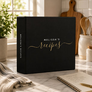 Custom Modern Minimalist Elegant Script Recipe 3 Ring Binder