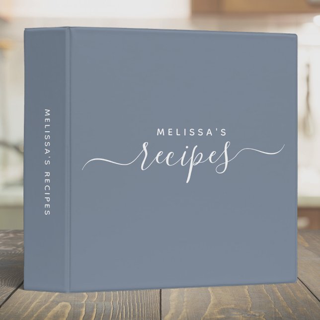 Custom Modern Minimalist Elegant Script Recipe 3 Ring Binder (Creator Uploaded)