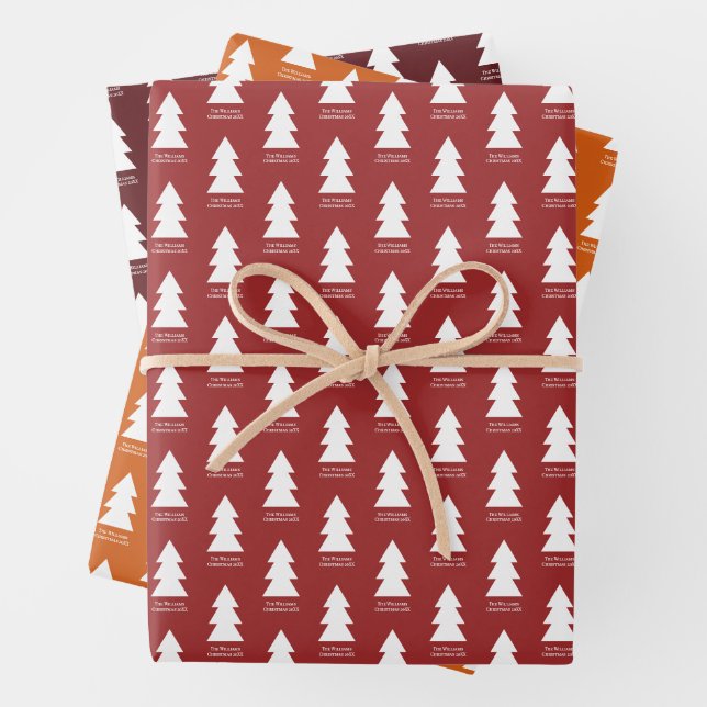 Custom Modern Minimalist Geometric Christmas tree Wrapping Paper Sheets (In situ)