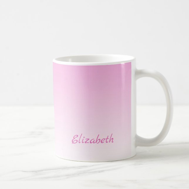Custom Modern Minimalist Gradient Pink Ombre Coffee Mug (Right)