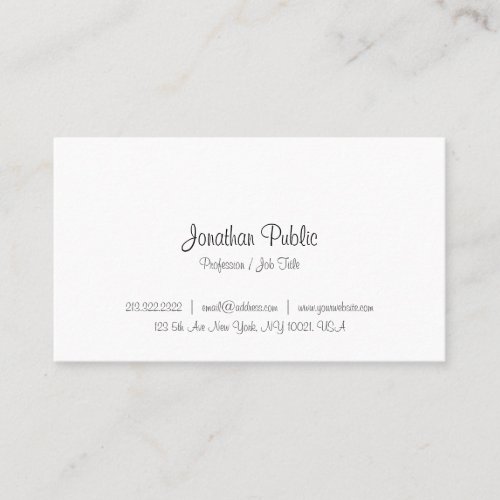 Custom Modern Minimalist Handwritten Elegant Business Card
