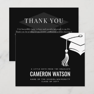 Custom Modern Minimalist Hat and Tassel Graduation Thank You Card