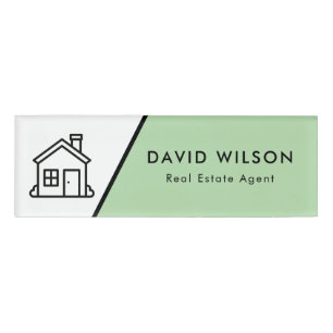 Custom Modern Minimalist Real Estate Agent Name Tag