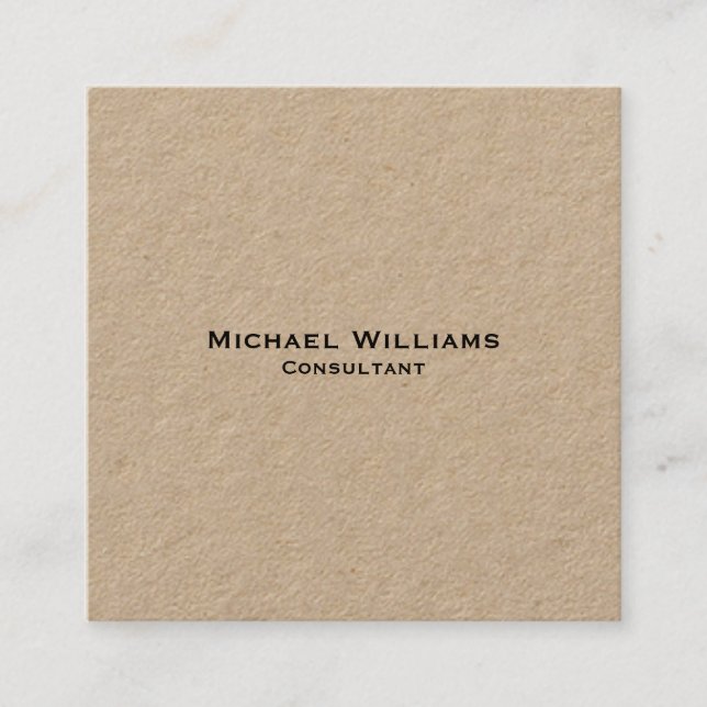 Custom Modern Minimalist Simple Professional Kraft Square Business Card (Front)