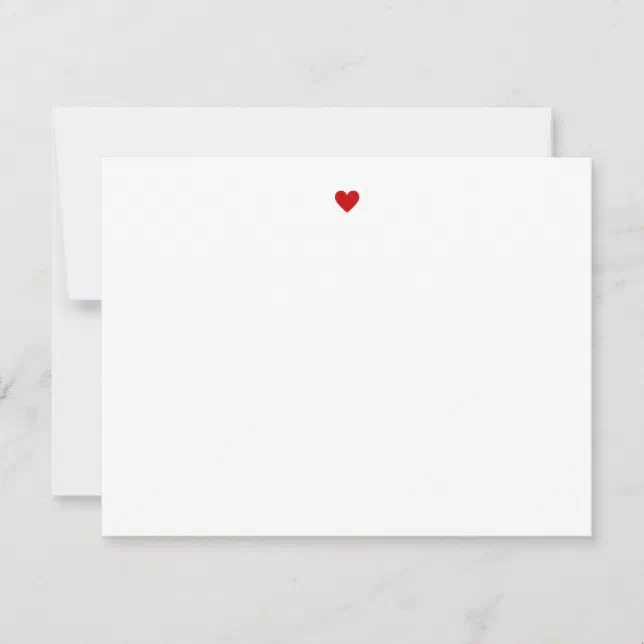 Red Heart Note Card Custom Modern Minimalist Simple Red Heart Note Card | Zazzle