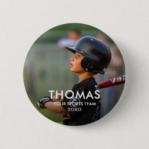 Custom Modern Minimalist Sports Photo Ornament Button