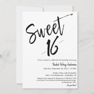 Custom Modern Minimalist Sweet 16th Birthday Party Invitation