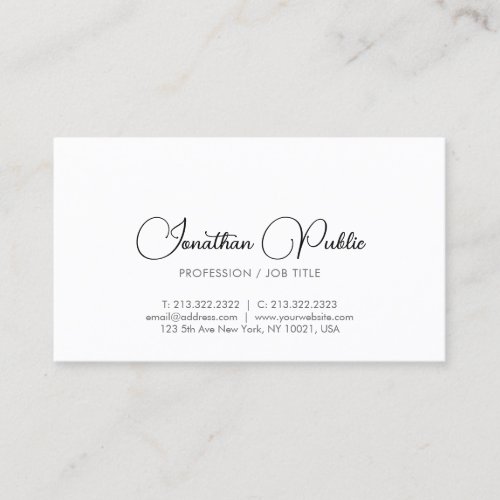 Custom Modern Minimalist Template Typography Business Card