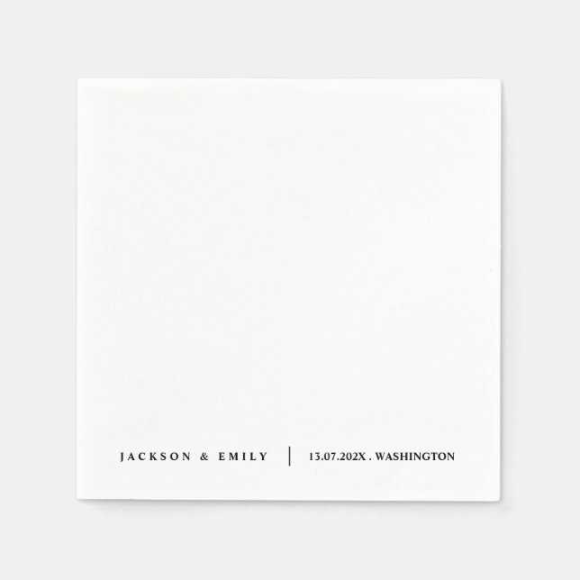 Custom Modern Minimalistic Wedding Napkins (Front)