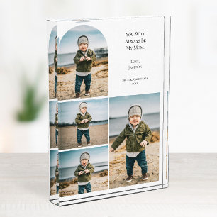 Custom Modern Mom Keepsake White 4 Photo Collage Block